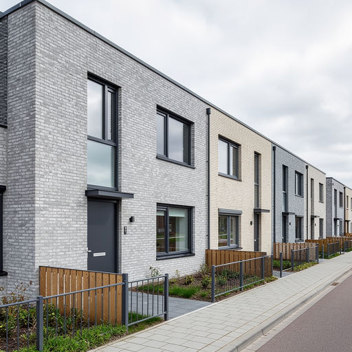 nieuwbouwwoning in De Rijp met antraciet kunststof kozijnen en lichtgekleurde gevelbekleding