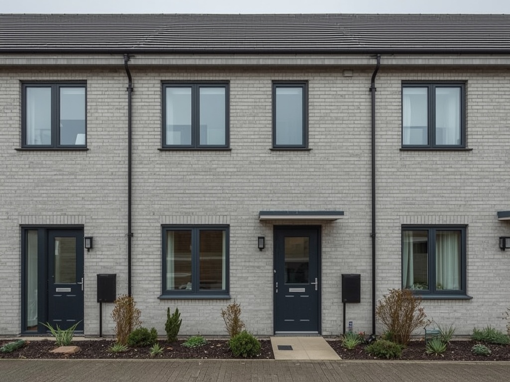 nieuwbouwwoning in Zuid-Scharwoude met antraciet kunststof kozijnen en lichtgrijze gevelbekleding