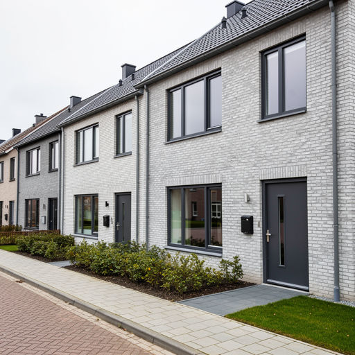 nieuwbouwwoning in Bergen met antraciet kunststof kozijnen en lichtgrijze gevelbekleding