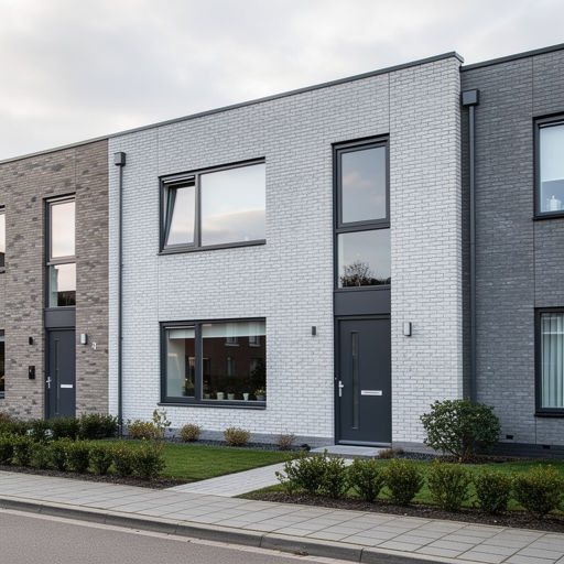 nieuwbouwwoning in Schagen met antraciet kunststof kozijnen en lichtgrijze gevelbekleding