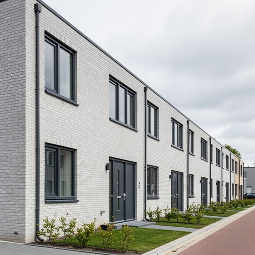 nieuwbouwwoning in Heerhugowaard met antraciet kunststof kozijnen en lichtgrijze gevelbekleding
