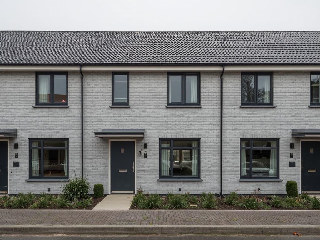 nieuwbouwwoning in Akersloot met antraciet kunststof kozijnen en lichtgrijze gevelbekleding