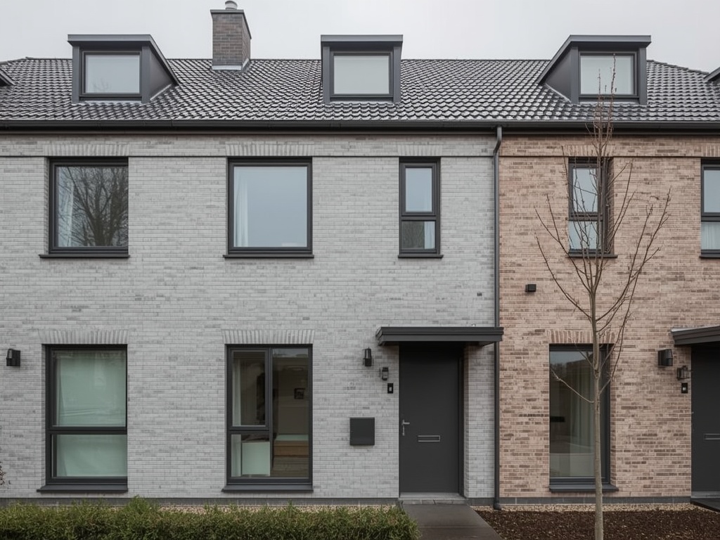 nieuwbouwwoning in Noord-Scharwoude met antracietkleurige kunststof kozijnen en lichtgrijze gevelbekleding
