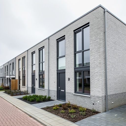 nieuwbouwwoning in Stompetoren met antraciet kunststof kozijnen en lichtgrijze gevelbekleding