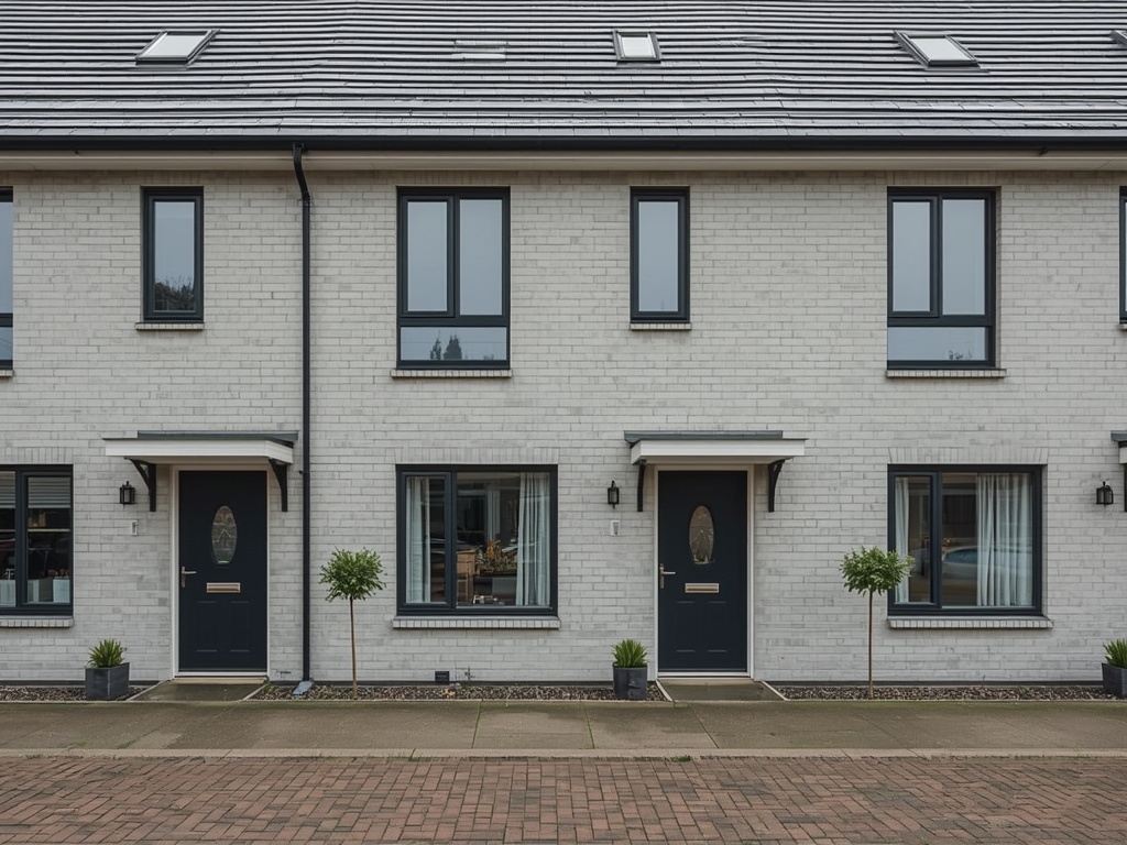 nieuwbouwwoning in Uitgeest met antraciet kunststof kozijnen en lichtgrijze gevelbekleding