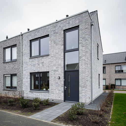 nieuwbouwwoning in Limmen met antracietkleurige kunststof kozijnen en lichtgrijze gevel