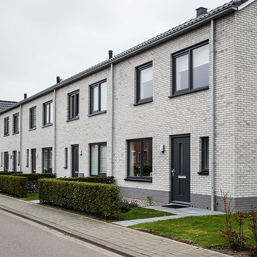 nieuwbouwwoning in Schermer met antraciet kunststof kozijnen en lichtgrijze gevelbekleding