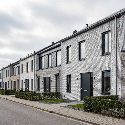 nieuwbouwwoning in Langedijk met antraciet kunststof kozijnen en lichtgrijze gevelbekleding