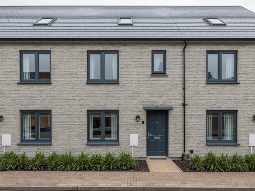 nieuwbouwwoning in Hoorn met antraciet kunststof kozijnen en lichtgrijze gevelbekleding