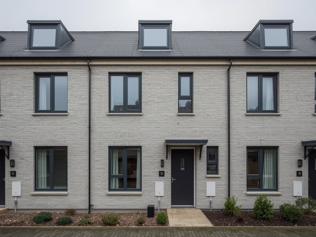 nieuwbouwwoning in Medemblik met antraciet kunststof kozijnen en lichtgrijze gevelbekleding
