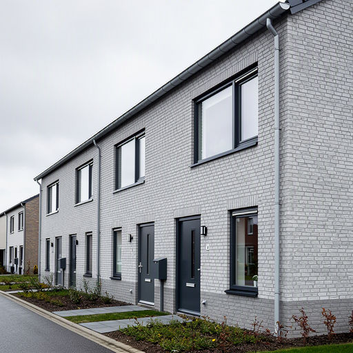 nieuwbouwwoning in Heerhugowaard met antraciet kunststof kozijnen en lichtgrijze gevelbekleding