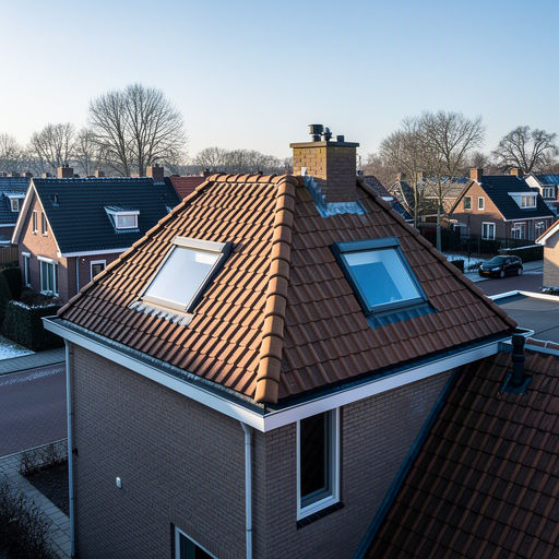 Kunststof dakraam in het schuine dak van een woning in Heerhugowaard